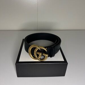 Gucci Black Belt with Gold Buckle